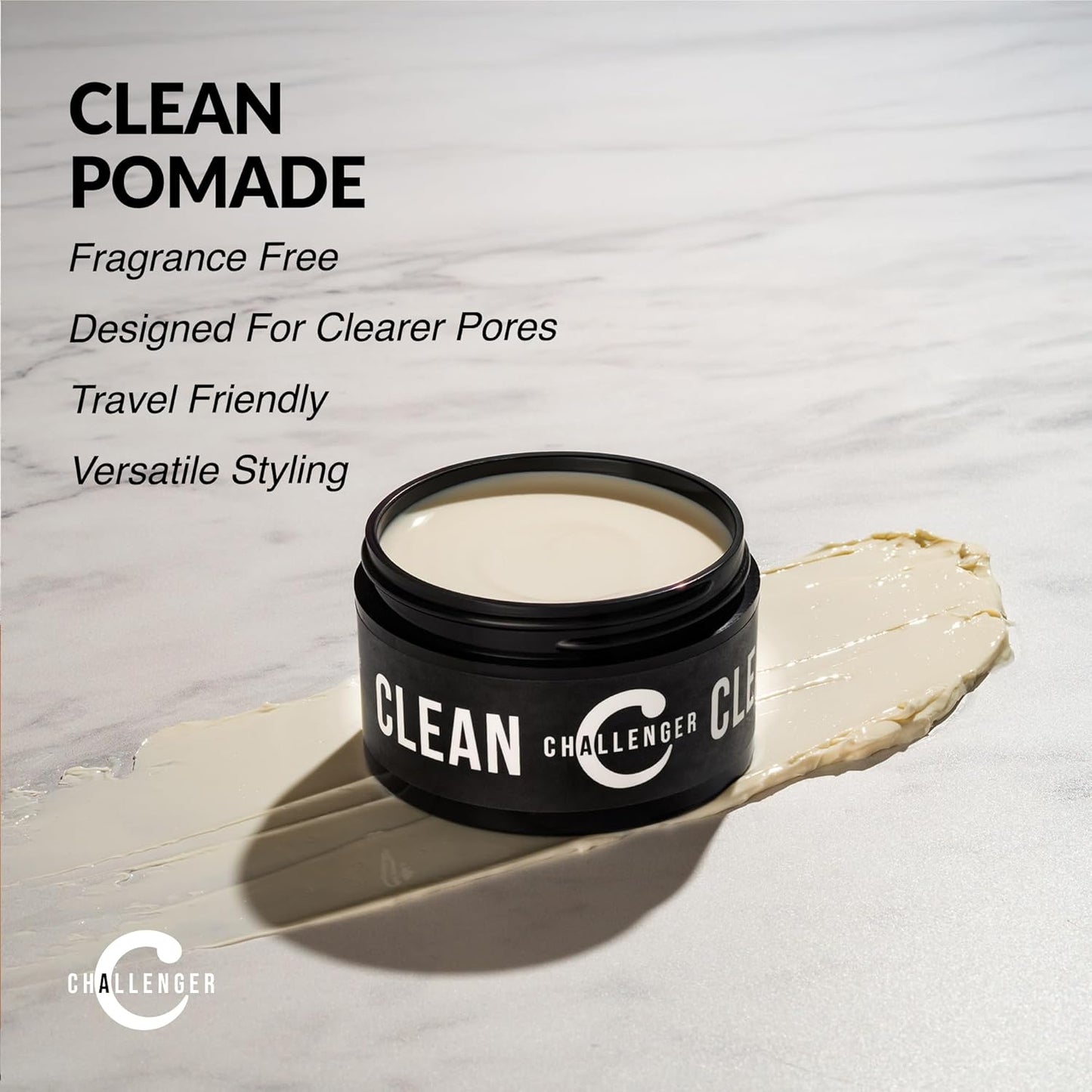 Challenger Fragrance Free Cream Pomade | Non-Comedogenic Styling Product | Unscented Hair Gel | Medium Firm Hold & Clean Ingredients | 3oz