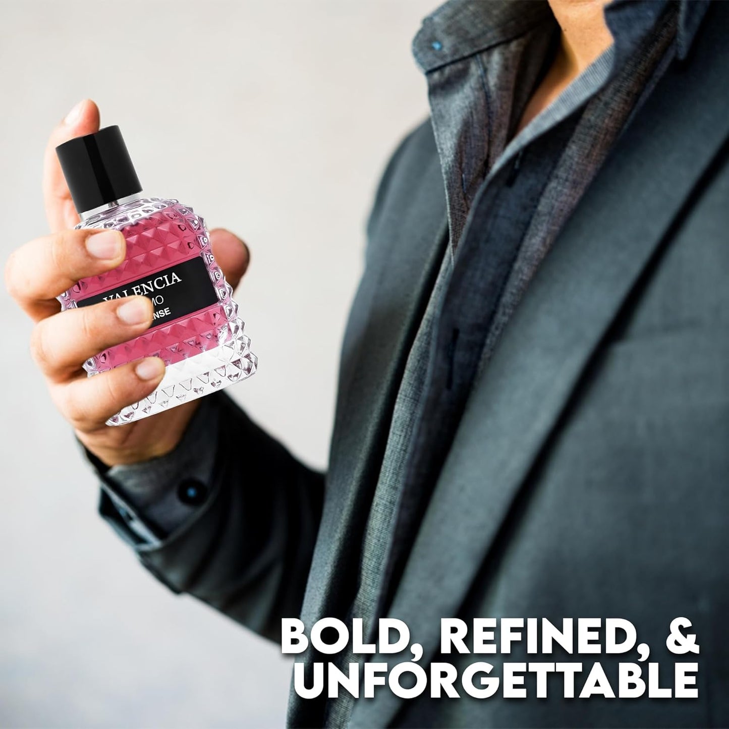 Valencia UOMO Intense for Men Eau De Parfum - Amber Fougere Fragrance Top Notes of Vanilla Bourbon Mid Tone of Lavandin Create Spicy & Woody Aroma - Base Scent of Smoked Vetiver