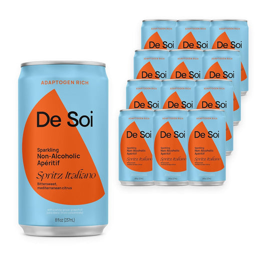 De Soi Spritz Italiano Mocktails NA Drinks 8 fl oz (12-pack) - Adaptogen Drink, Sparkling Drink with Calming Botanicals, Mocktail Drinks, Gluten Free, No Artificial Flavors