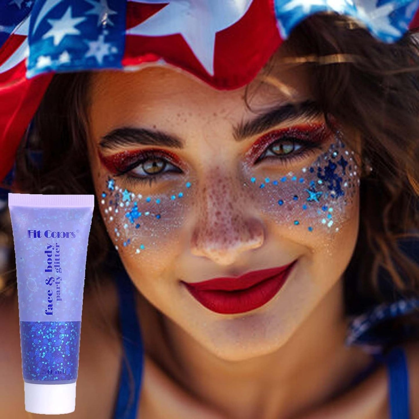 Blue Face Glitter Gel,4th of July Accessories, Independent Day Body Glitter Gel,Fourth of July Outfits for Women,Sparkling Hair Chunky Glitter Music Festival Rave Sequins,50ML