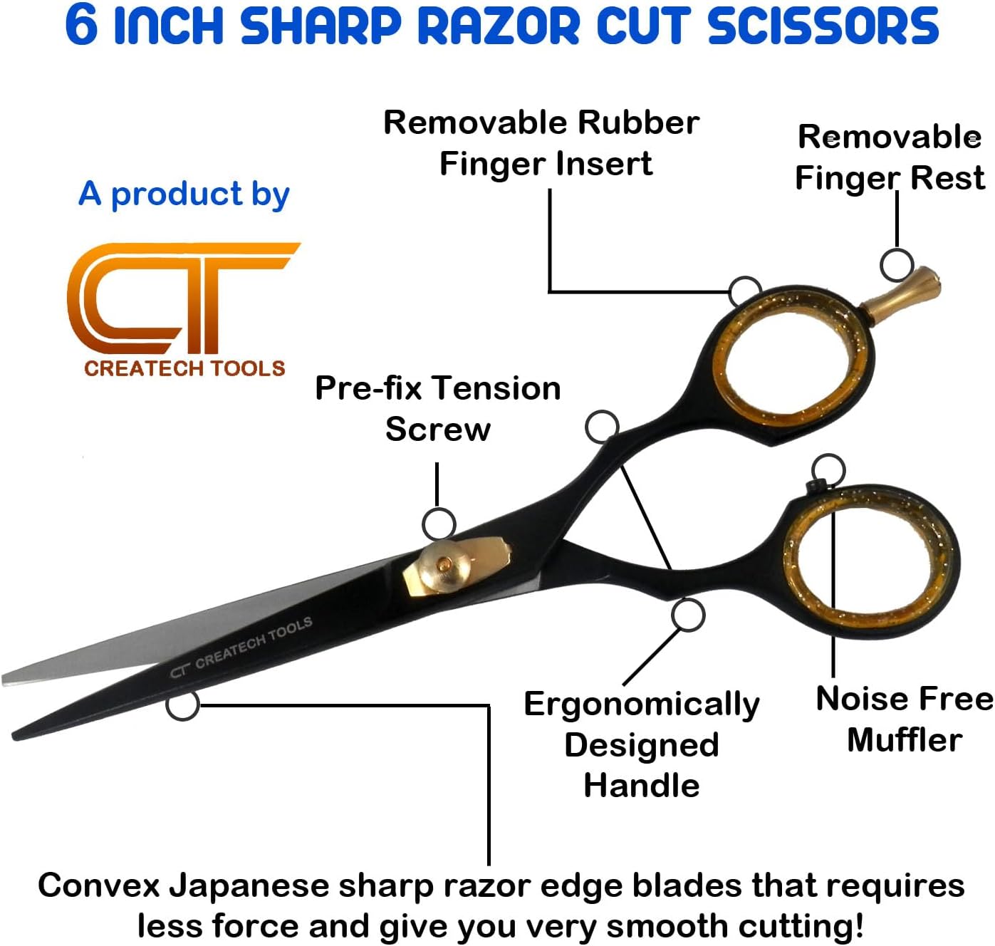 Hair Scissors Set – Large and Small Hair Cutting, Hairdressing and Trimming Black Scissors, Family Care Pack