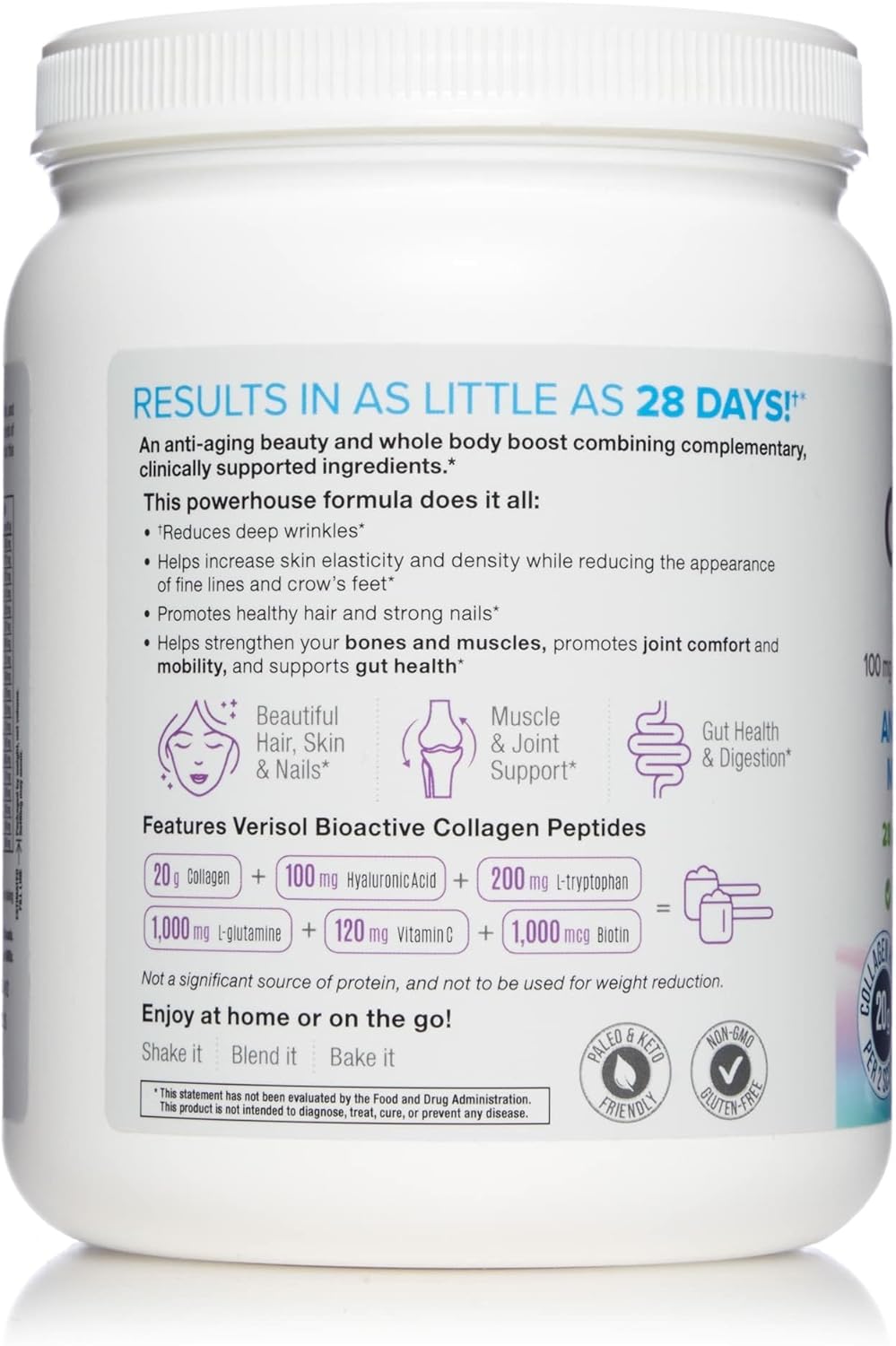 Natural Factors Total Body Collagen - Bioactive Collagen Supplement for Hair & Nail Growth Support - Healthy Skin Supplement with Protein, Vitamin C & More - Unflavored, 500 g (38 Servings)