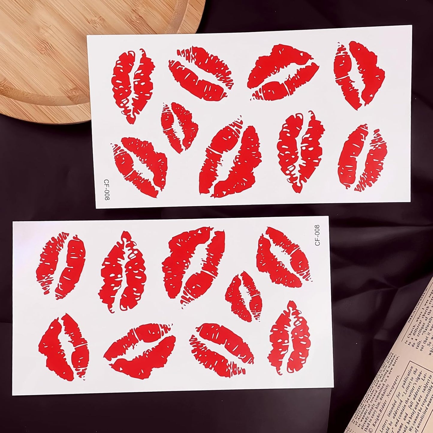 Red Lip Prints Temporary Tattoo Sticker Kiss Fake Tattoos Lip Waterproof Stickers for Adult Women Girls Face Body 2 Sheets