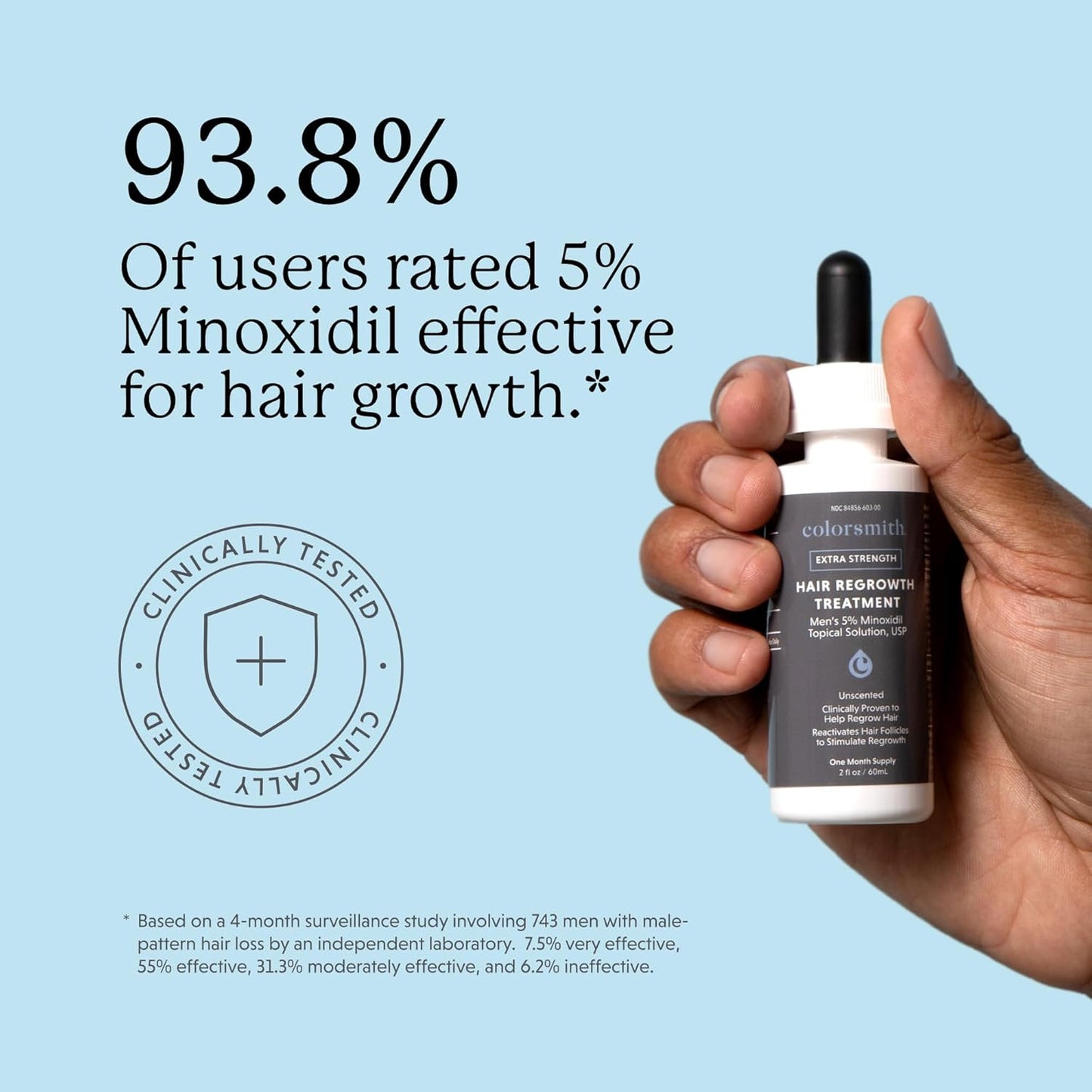 Extra Strength Hair Regrowth Treatment, 5% Minoxidil Solution, 2 fl oz, Unscented, For Men