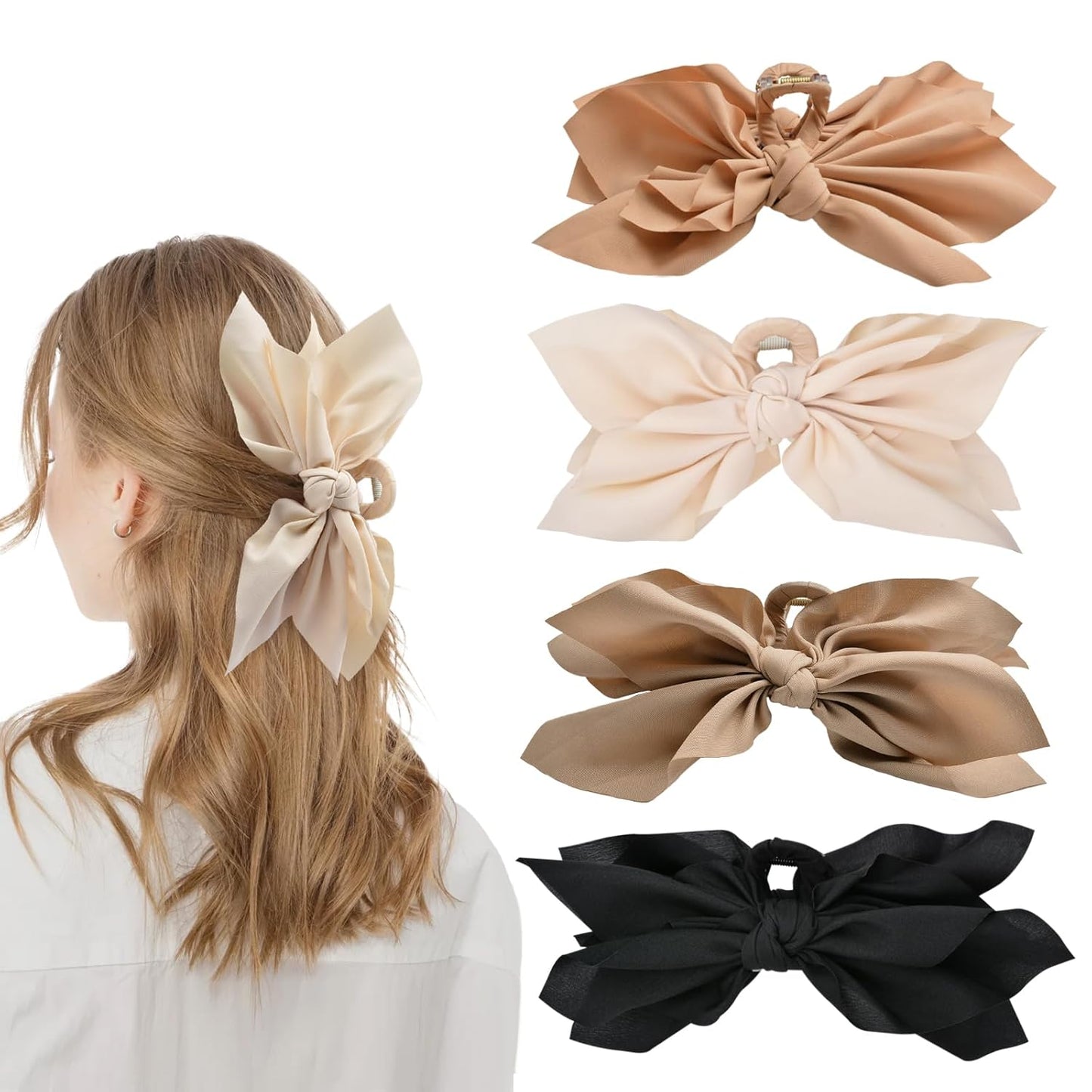 Bow Claw Clips Bow Hair Clips 4PC Big Hair Bows for Women Butterfly Styling Large Hair Clips for Thick Hair for Girls Hair Accessories for Teen