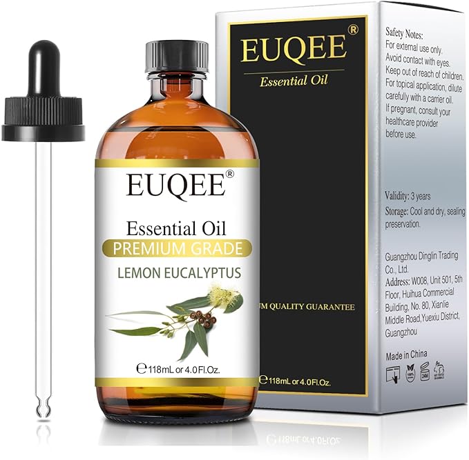 Lemon Eucalyptus Essential Oil Pure Lemon Eucalyptus Oil, Large Capacity Essential Oil with Glass Dropper for Diffuser, Candle Making - 118ml / 4 Fl.Oz