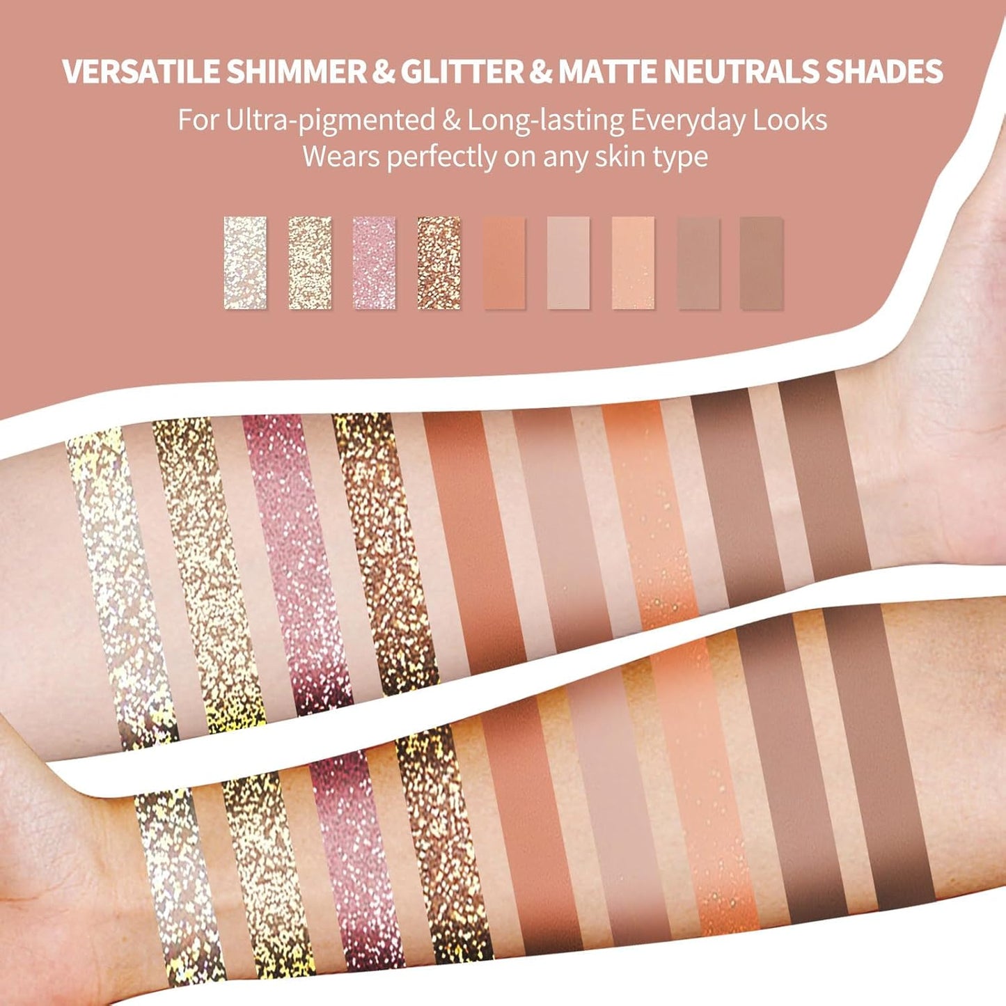 Mini Eyeshadow Palette，9 Colors Neutral Nude Matte Shimmer Glitter Eye Shadow Pallet High Pigmented Ultra-Blendable Naturing-Looking Waterproof Long Lasting Makeup Palette