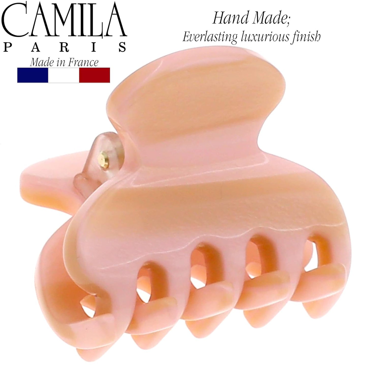 Camila Paris CP3070 French Hair Clip for Women, Handmade, Pink, Small, Girls Hair Claw Clips Jaw, Durable Styling Hair Accessories for Women, Strong Hold No Slip Grip, Made in France