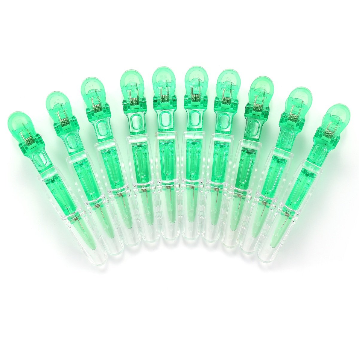 10pcs/set Multicolor Croc Clips Transparent Plastic Hairdresser Clips Hair Styling Sectioning Barrettes Professional Non Slip Alligator Clips Salon DIY Accessories Hairpins (10pcs-Green)