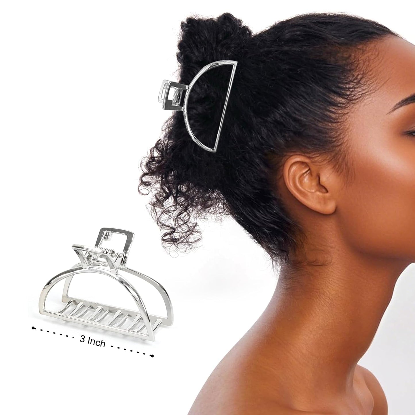 FAELBATY Metal Claw Clips for Thick Hair, Medium Metal Hair Clips for Women, Gold Hair Clips & Silver Hair Clips, Hair Claw Clips for Thin Hair, Strong Metal Clips for All Hair Types, 2PCS Gold&Silver