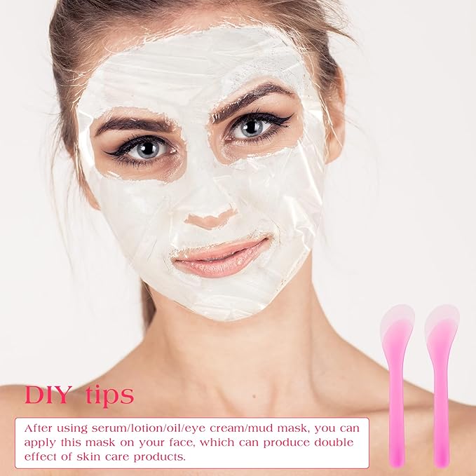 200 Sheets Plastic Face Mask, Disposable Face Mask Facial Mask Set Spatula Transparent Moisturizing Face Mask Disposable Face Thin Facial Plastic Wrap Retention for Skin Care & DIY Spa Mask