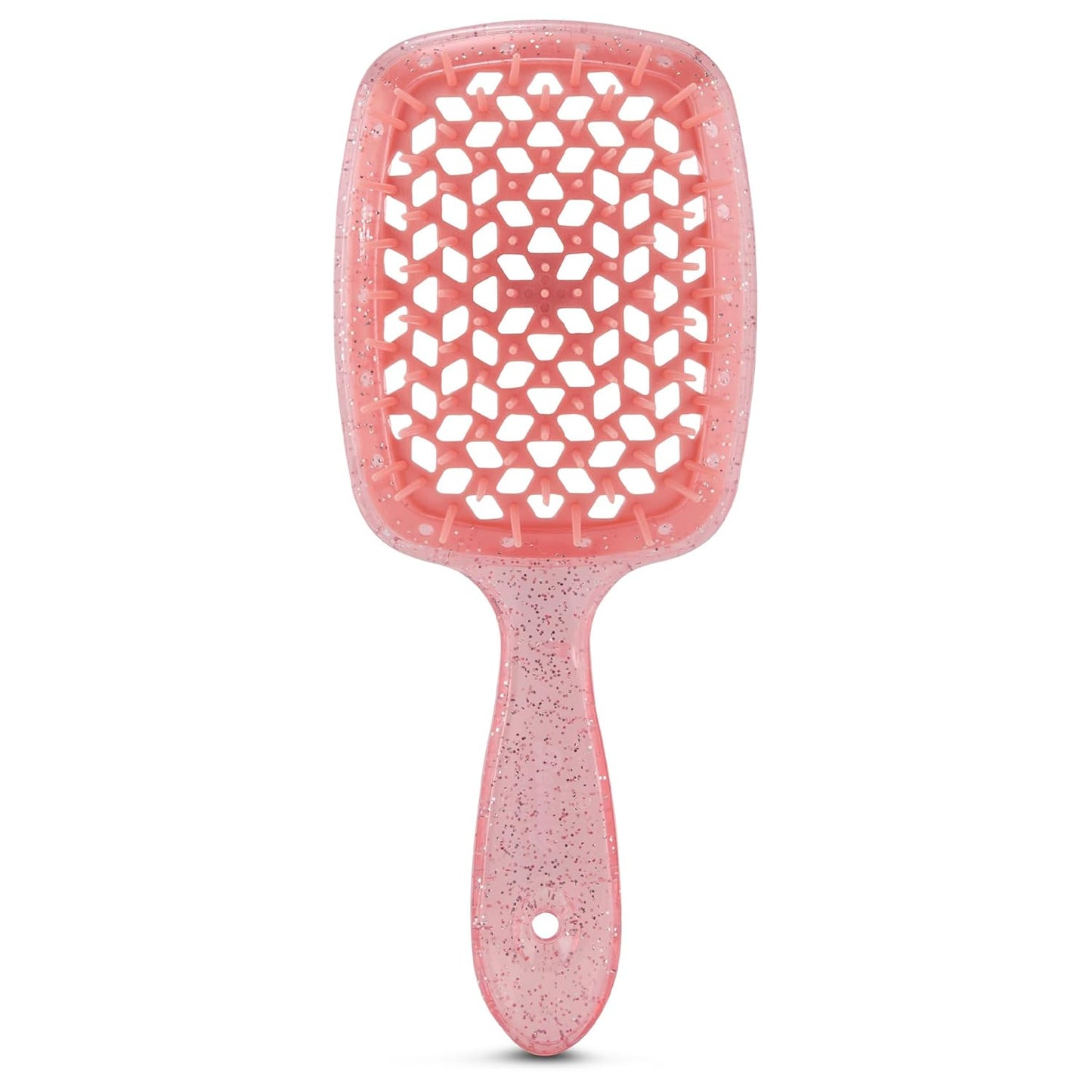 Detangling Brush for All Wet or Dry Hair Types - Pain-Free Brushing, Vented Hair Brush - Lightweight Handle with Extreme Flex to Contour to Scalp (Peach Glitter)