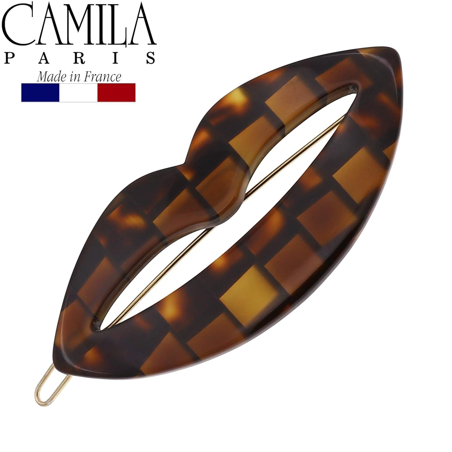 Camila Paris CP2971 French Hair Barrette Clip for Girls, Small Handmade Kiss Brown, Strong Hold Grip Hair Clips for Women, No Slip and Durable Styling Girls Hair Accessories, Made in France