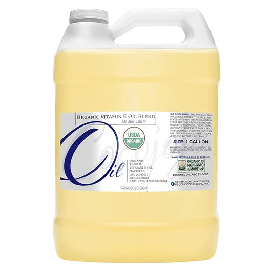 Dr Joe Lab Organic Vitamin E Oil Hydration - USDA Certified Natural, 43,000 IU, Non-GMO, Vegan, Cruelty-Free - for Face, Skin, Hair, Body, Nails, Cuticles, and Locs -128 oz