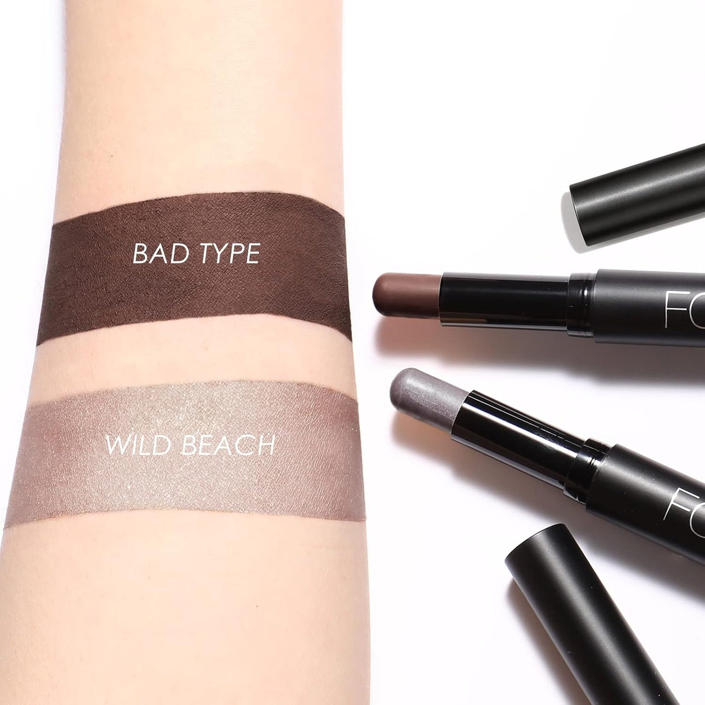 FOCALLURE 2 Pcs Cream Eyeshadow Stick,Brightener Eyeshadow Pencil Crayon,Highlighter Eye Shadow Stick Sets with Crease-proof Formula,Long Lasting Waterproof Eye Shadow Make Up,Nightingale