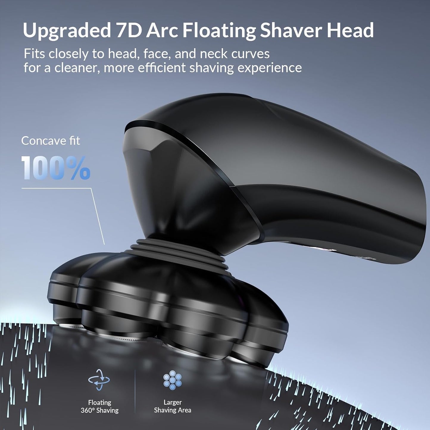 Head Shavers for Bald Men - 7D Arc Magnetic Detachable Electric Razor, Waterproof Wet Dry 5-in-1 Electric Shaving & Grooming Kit, LED Display Rechargeable Head & Body Hair Shaver, Black
