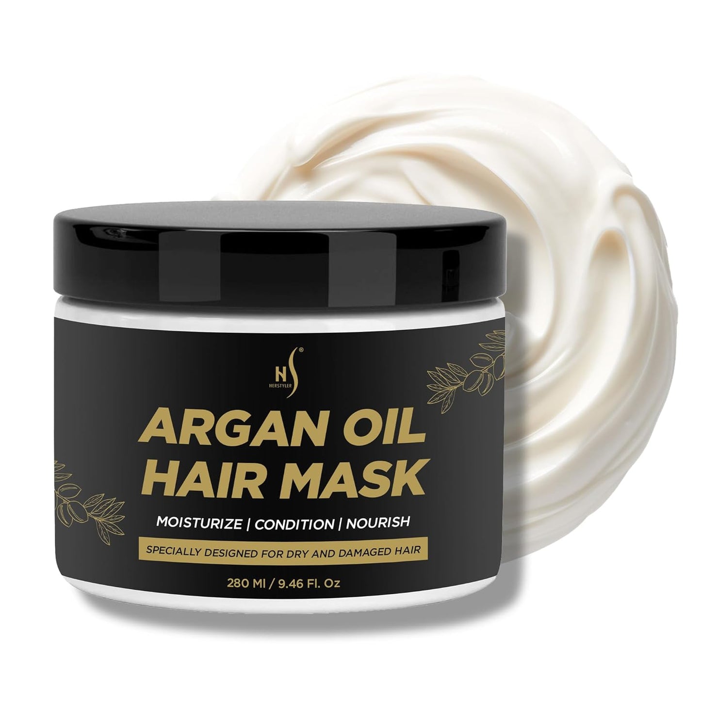 HerStyler Argan Oil Hair Mask - Repair Mask for Dry Damaged or Frizzy Hair - Conditioning and Moisturizing - 9.46 Fl. Oz.