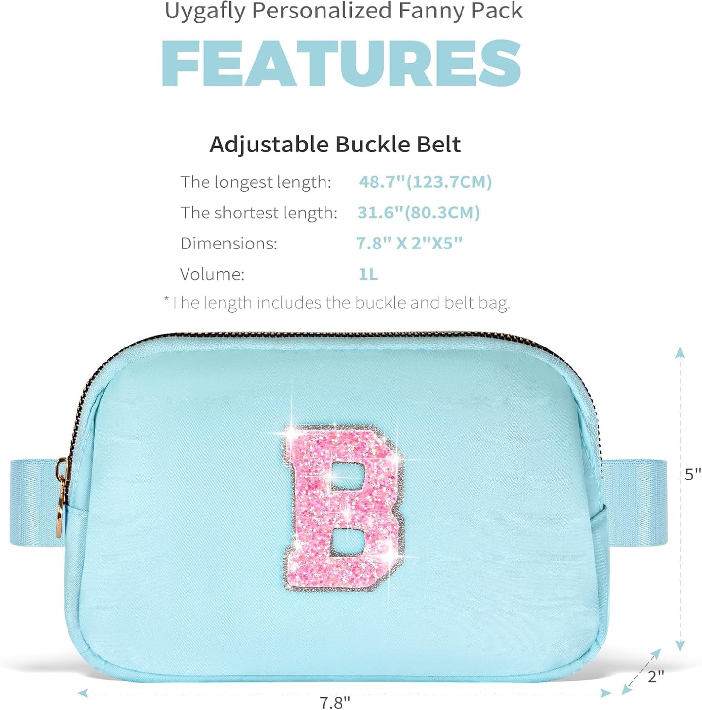 Fanny Pack Belt Bag Crossbody Bags with Initials Letter Patch Trendy Stuff for Teens Cute Stuff Birthday Gifts for Teenager Girls | B,Blue Bag
