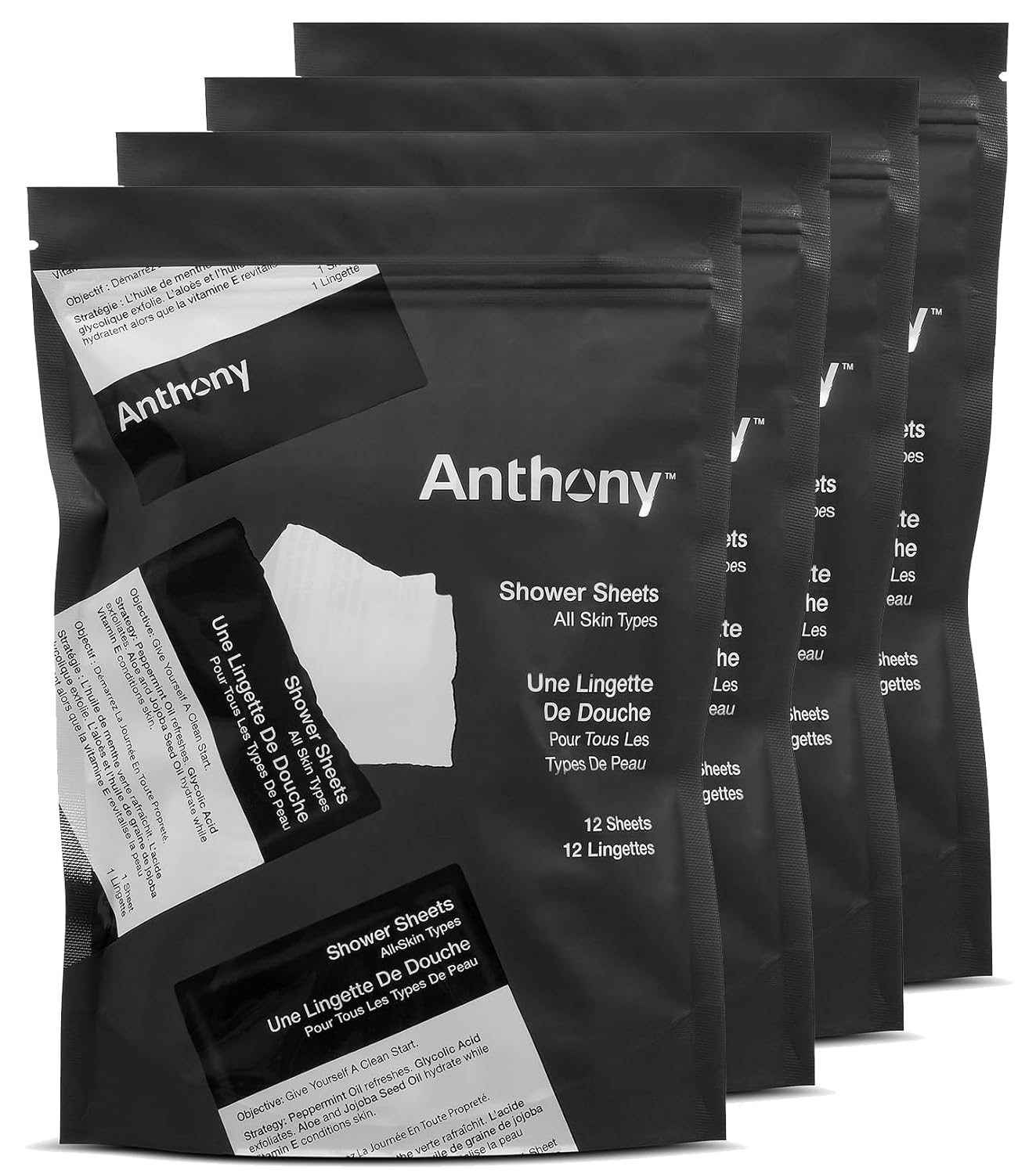 Anthony Body Wipes for Adults Bathing, Post Workout, & A Must Have Camping Personal Care Product – Travel Shower Wipes No Rinse Body Wash – Disposable Wash Cloth Towelettes 48 9”x12.5”