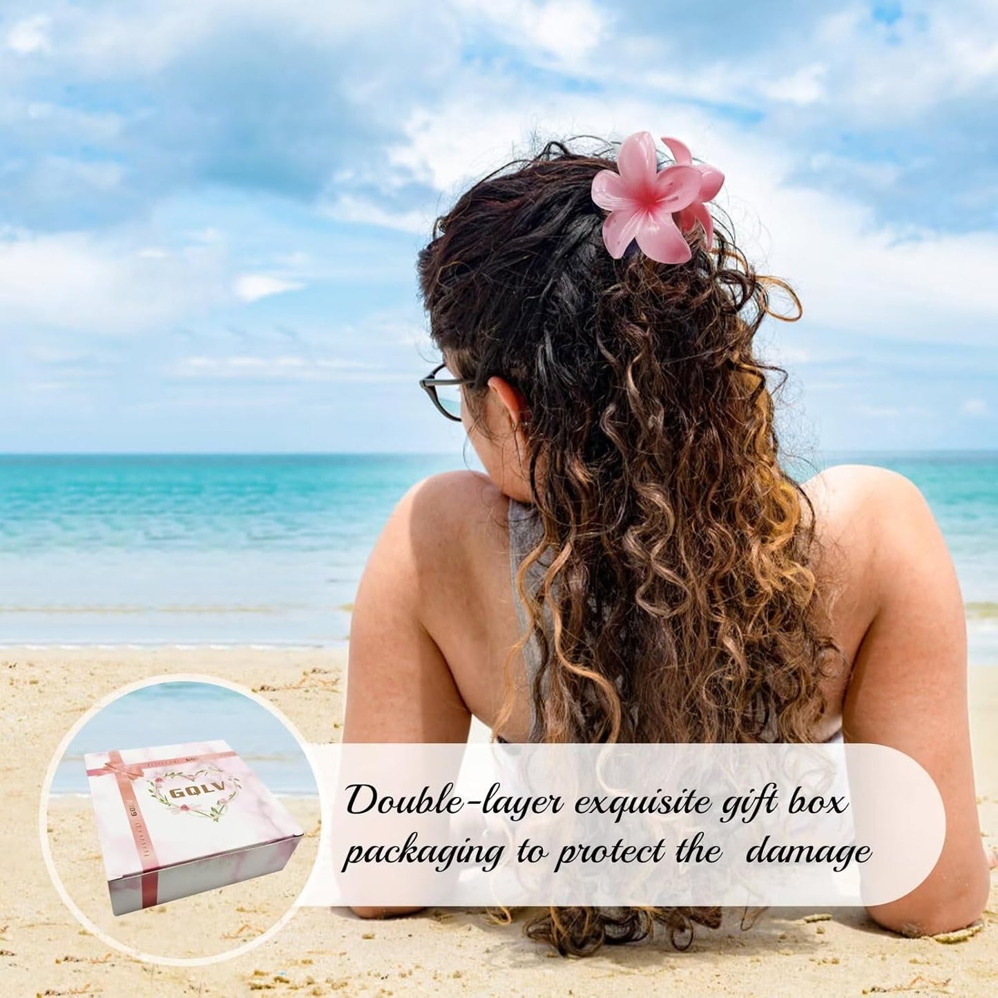 Large Nonslip Flower Hair Claws - 4PCS Strong Hold Clips for Thick Hair, Hawaiian Banana Clips for Thin Hair, Cute Hair Accessories for Women