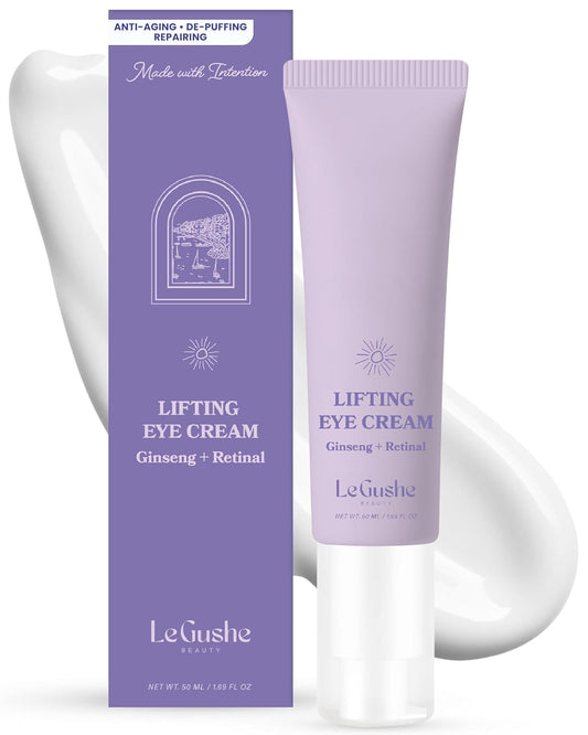 LE GUSHE Retinal Under Eye Cream - Anti Aging Retinol Eye Cream for Dark Circles and Fine Lines - With Ginseng and Niacinamide - Undereye Dark Circles Treatment (52 ml / 1.76 fl oz)
