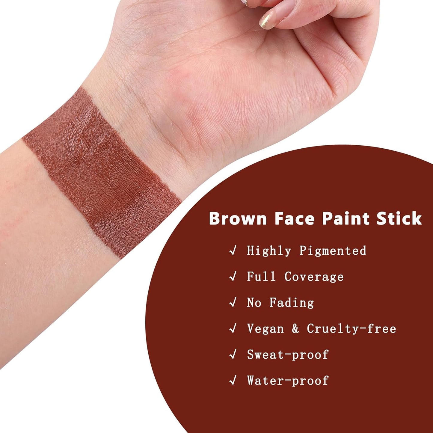 Brown Face Paint Stick - Non-Toxic Oil Based Face Makeup, High Pigmented Full Body Paint for Baseball, Softball, Football, Halloween & Special Effects Makeup