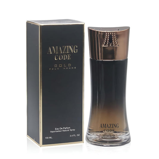Amazing Code Eau De Parfum Top Notes Of Lemon, Bergamot, Star Anise, Olive Blossom & Guaiac Wood - Base Notes Of Leather,Bean & Tobacco - Ideal For Daily Wear -3.4 Oz Bottle