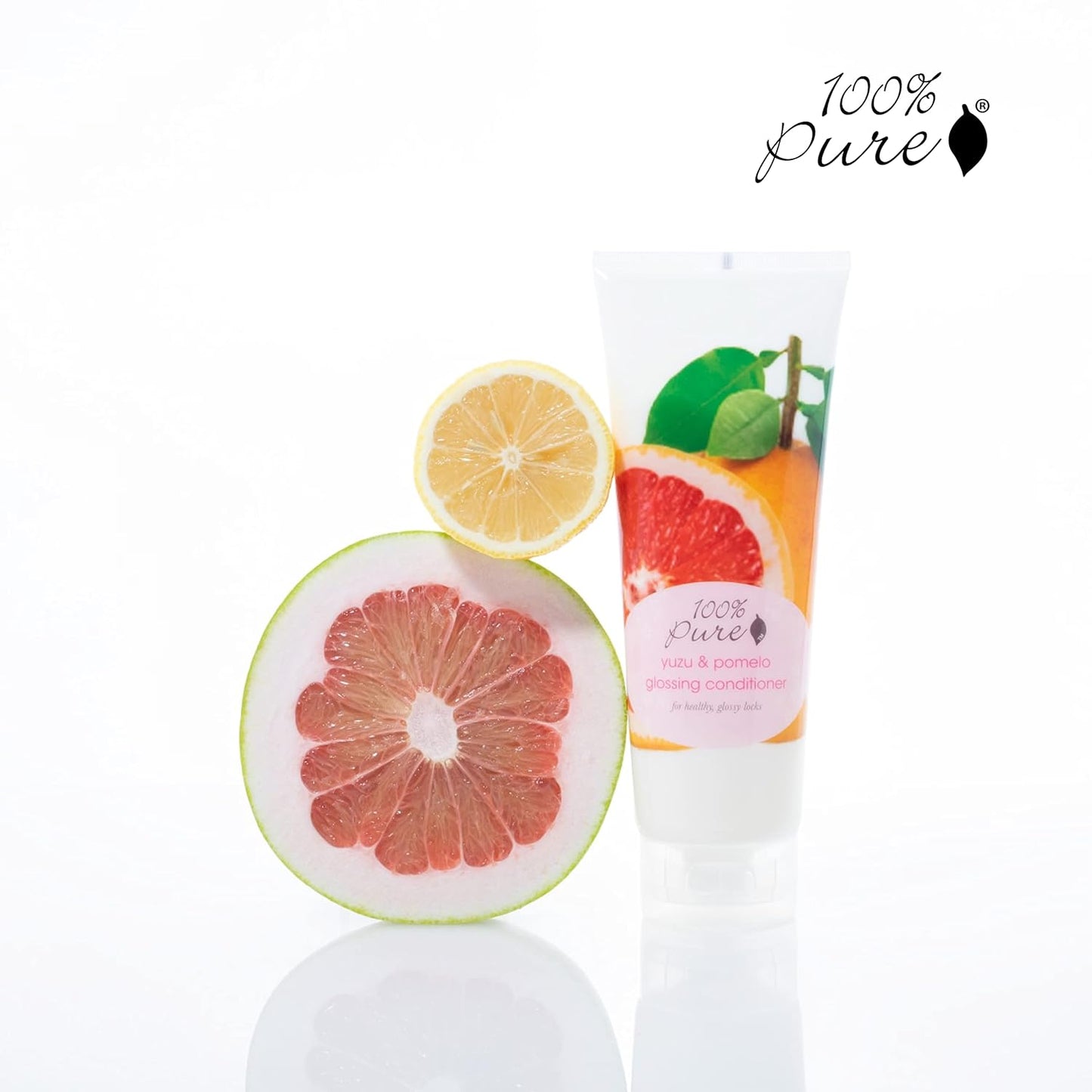 100% PURE Yuzu & Pomelo Glossing Conditioner Revitalizing & Hydrating Nutrient Boost of Kelp Flax Seed Oil & Vitamin E Helps Restore Hair Shine Body & Strength for Women & Men, Vegan - 8 Fl Oz