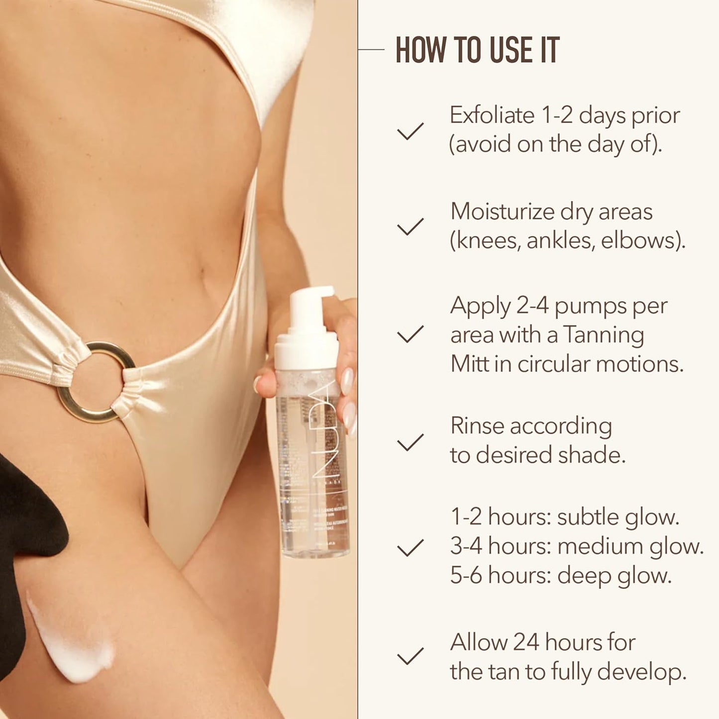 Nuda Cloudfoam Self Tanning Water Mousse, Fast Drying, Streak Free Self Tanner, Water Based Formula, Transfer Free, Hydrating Self Tanner, Fragrance Free, Organic, Vegan, Medium to Dark, 6.4 Oz