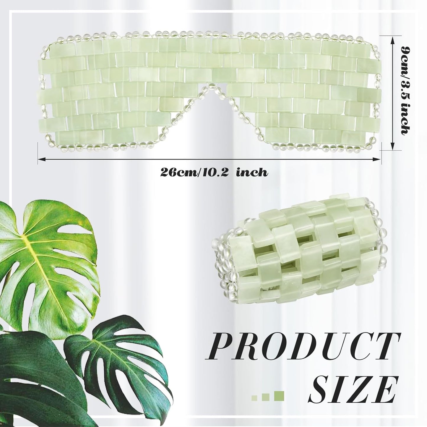 Hercicy 1 Pcs Jade Eye Mask Green Jade Stone Facial Cooling Mask for Alleviate Puffiness Face Massage Relax Eyes Relieve Migraine Meditation Beauty (Green)