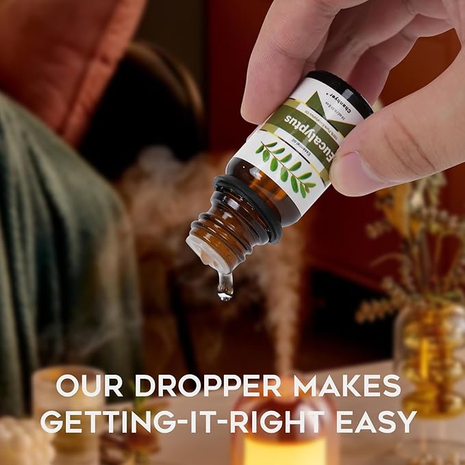 Essential Oils Set - Top 6 Aromatherapy Oils Gift Set, 6 Pack, 10ml (Peppermint, Tea Tree, Lavender, Eucalyptus, Lemongrass, Orange) for Diffusers, Home Fragrance, Massage