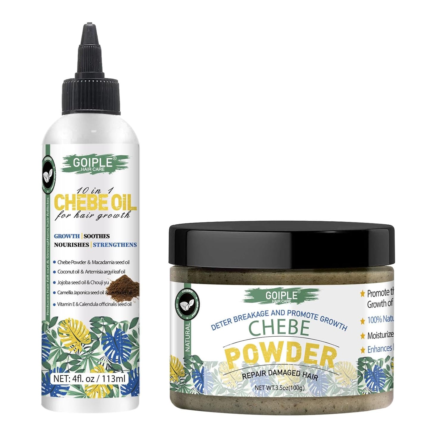 Naturals Organic African Chebe Powder and Oil Moisturizer for Scalp, Hair Growth, Strength & Breakage - For Men & Women