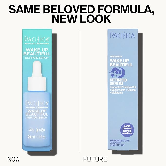 Pacifica Retinol Serum for Face - Wake Up Beautiful Retinoid Night Face Serum - Anti-Aging Skin Care & Skin Brightening - Retinol, Collagen & Antioxidants Vegan & Cruelty-Free Dermatologist Tested