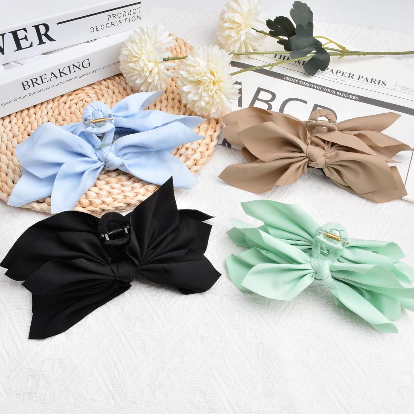 Bow Claw Clips Bow Hair Clips 4PC Big Hair Bows for Women Butterfly Styling Large Hair Clips for Thick Hair for Girls Hair Accessories for Teen