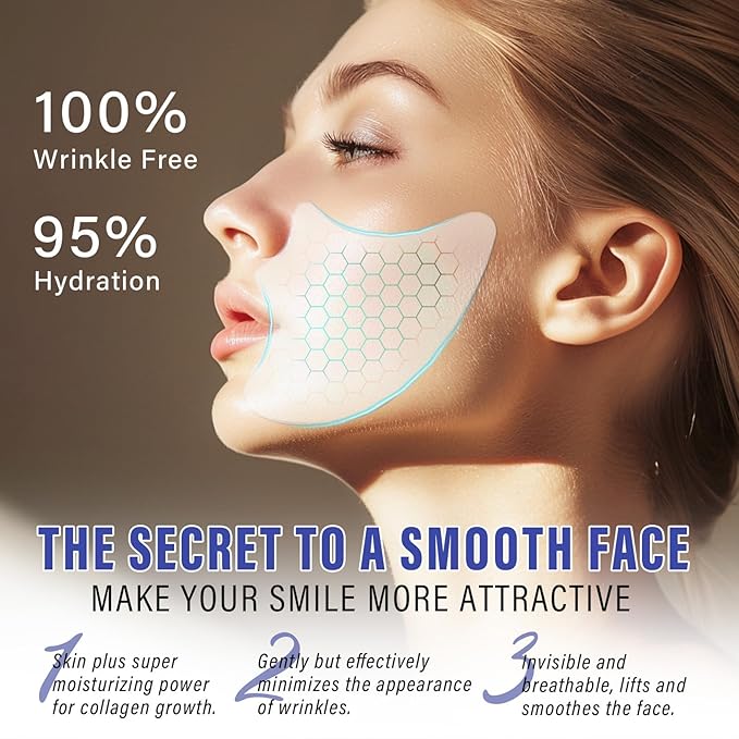 Smile Line Patches, 16PCS Anti Wrinkle Patches, the Smile Lines Treatment for Fine Wrinkles between Eyes and Face