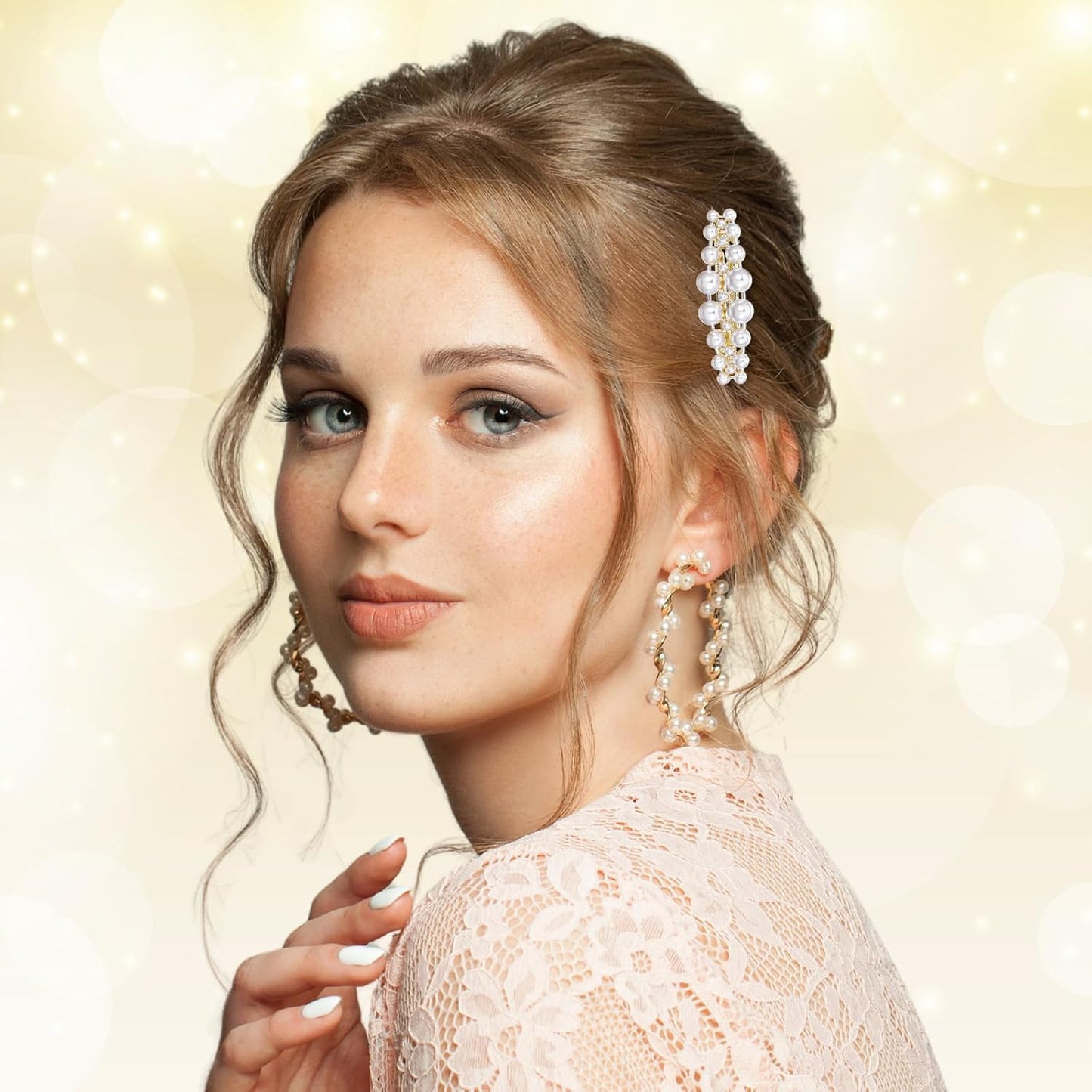 4 Pcs Pearl Barrettes for Women Small Pearl Hair Clips Elegant Accessories French Hair Jewelry Accessories for Ladies Mother Wedding Party Birthday Festival Gifts 2.2 × 0.66 Inch White