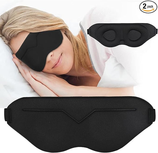 Sleep Eye Mask for Men Women 3D Contoured Cup, Concave Molded, Block Out Light, Molded Soft Comfort Eye Shade with Adjustable Strap (KT-Black, 1 Count (Pack of 1))