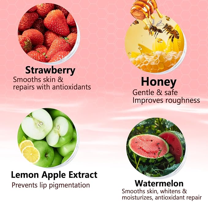 Bee Lip Balm Honey Pot, 4pcs Propolis Lip Mask Overnight Moisturizing Fruity Lip Balm with Stick, Hydrating Prevention Dry and Cracked Lip Scrubs Exfoliator Lip Care, Sleeping Lip Mask Hydrating(B#)