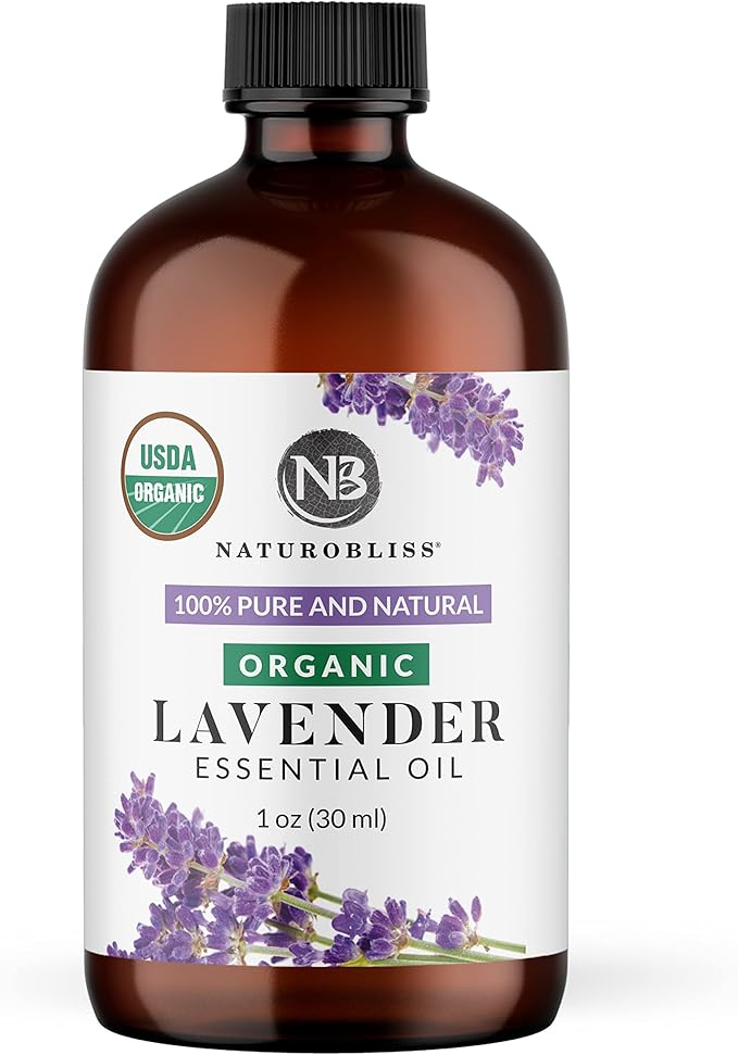NaturoBliss Organic Lavender Essential Oil, 100% Pure Therapeutic Grade, Premium Quality - 1 fl. Oz / 30 ml - Perfect for Aromatherapy and Relaxation