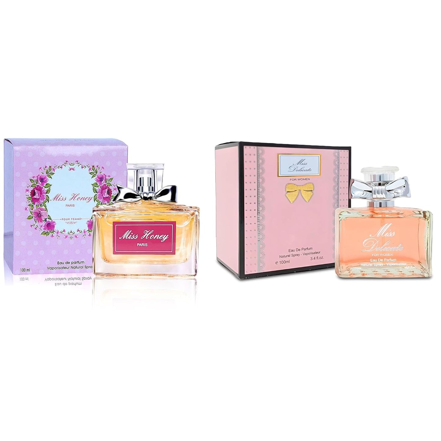 Women Perfume Miss Honey&Miss Delicate Set Eau de Parfume Spray Long Lasting Fresh Eau de Toliette for Women 3.4 Fl Oz Each Dily Used