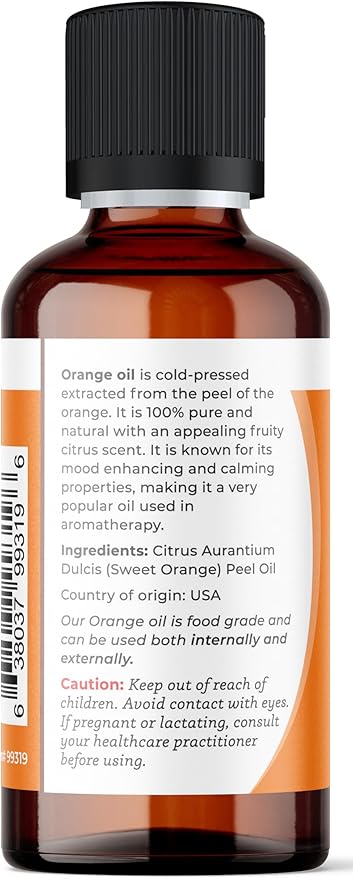 Viva Doria 100% Pure Sweet Orange Essential Oil, Undiluted, Food Grade, USA Orange Oil, 30 mL (1 Fl Oz)