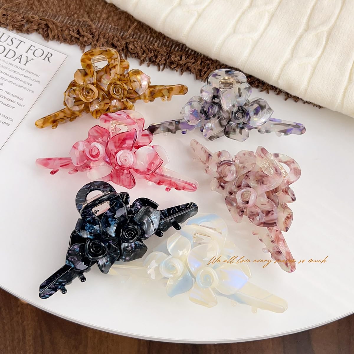 Premium Acetate Hair Clip for Women - Elegant Plant-Based Hair Claw with Secure Hold, Gentle on Hair (B-Iridescent Brown, 5.1 * 2.3 * 2.1inch)