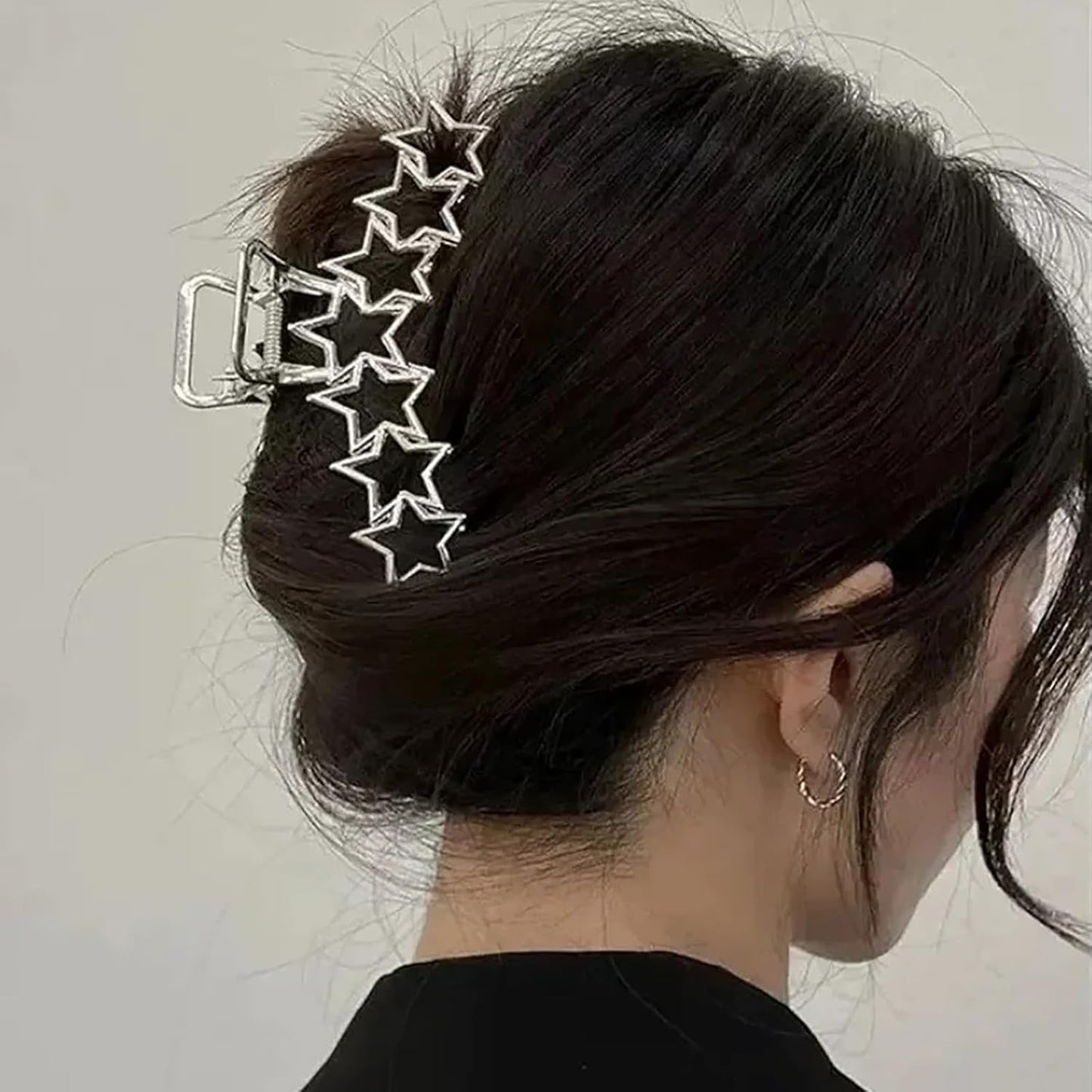 AIUPUOC Star Hair Clips Silver Heart Hair Claw Clips Accessories for Women for Thick Hair Non-slip Korean Crab Clamp Headwear Fashion Hair Accessories Holiday Party Decorations 2Pcs