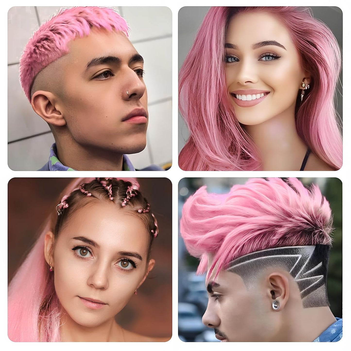 VOLLUCK Temporary Hair Wax Natural Instant Hair Color Wax Pomades 4.23 oz, Dosposable Hair Styling Clay for Party, Festival, Halloween, Christmas, Light Pink