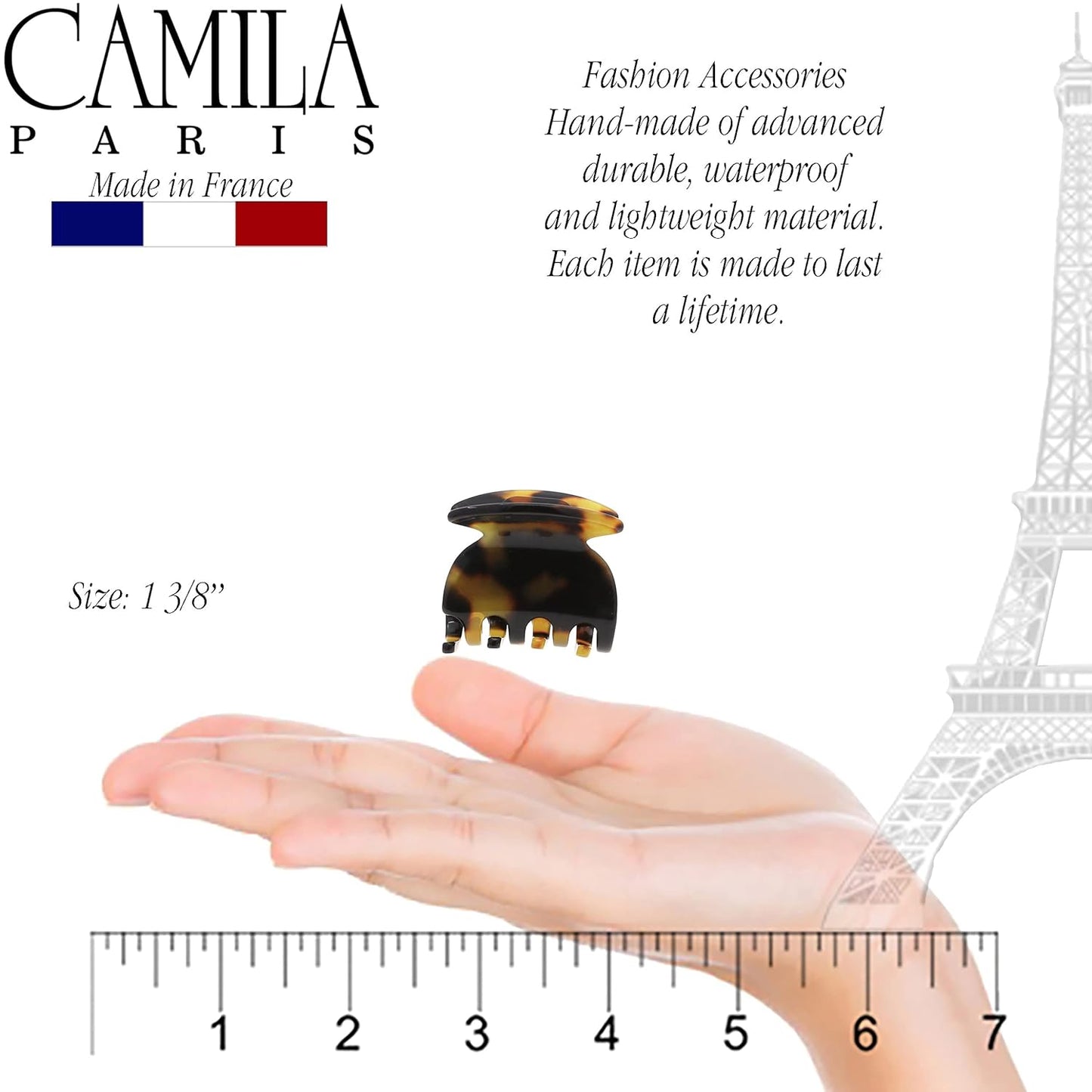 Camila Paris CP3157 French Hair Clip for Women, Handmade, Tokyo, Small Girls Hair Claw Clips Jaw, Durable Styling Hair Accessories for Women, Strong Hold No Slip Grip, Made in France