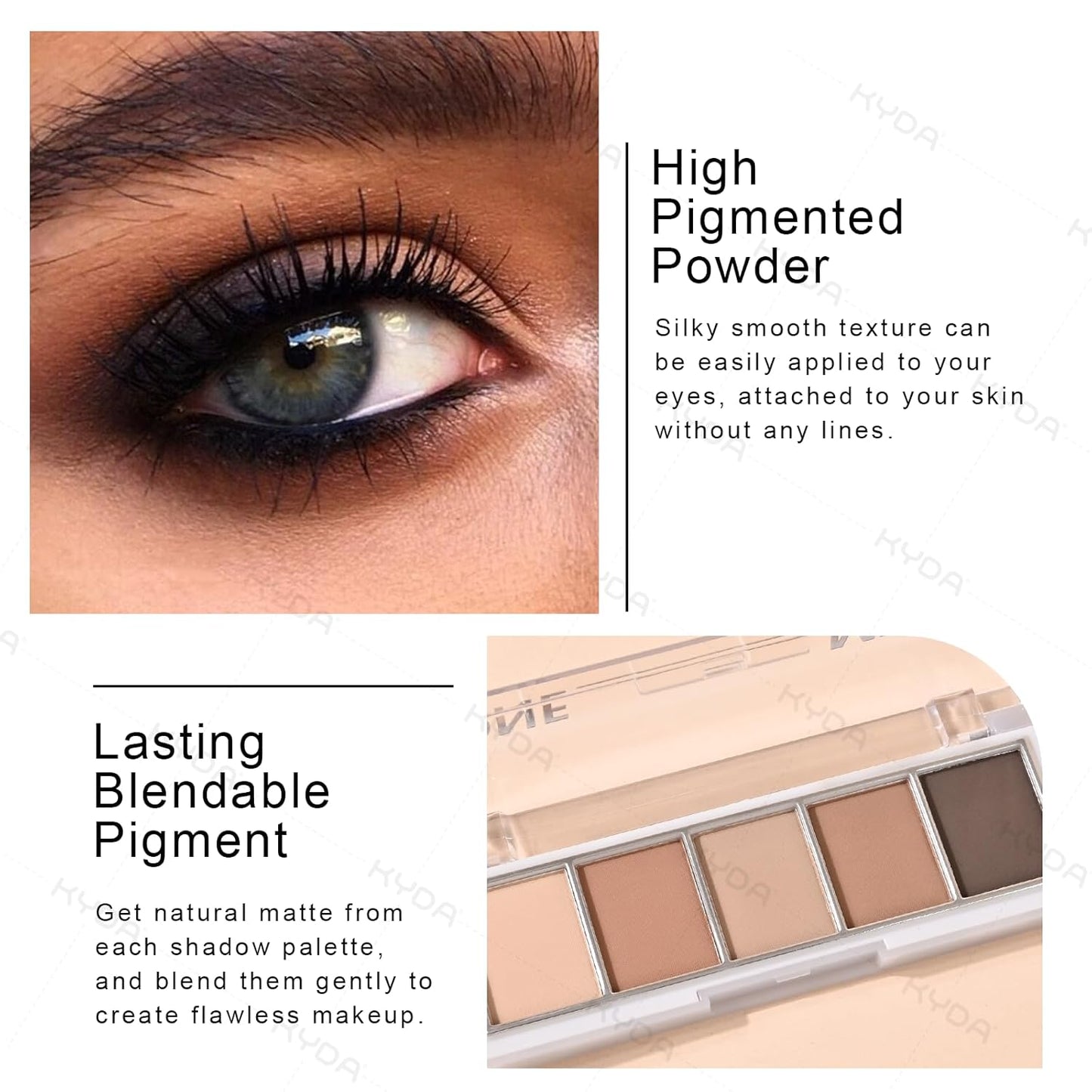 KYDA 5 Colors Matte Brown Eyeshadow Palette, Neutral Nude Eyeshadow, All Matte Eyes Makeup Palette, High Pigment Pressed Powder Eye Makeup Gift for Women, Lasting Blendable Daily Eyes Shadow, HAZEL