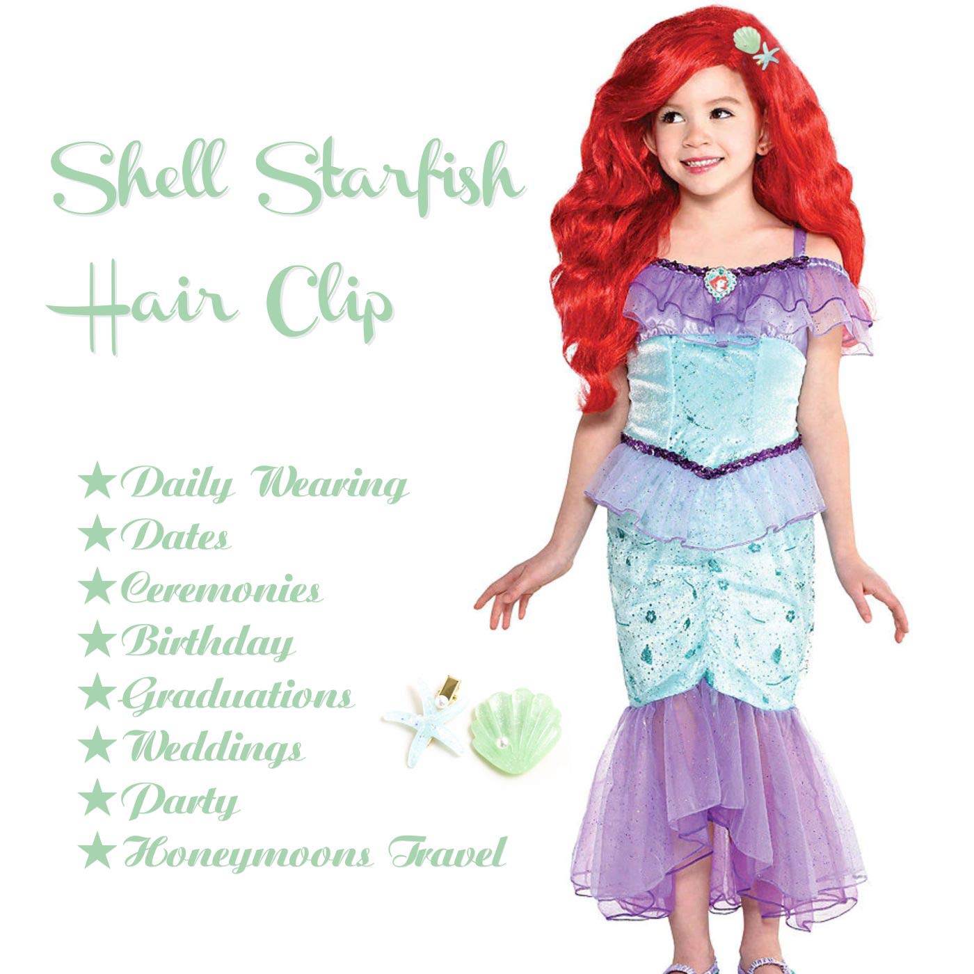 Shell Pearl Starfish Hair Clip Set for Women Girls, Acrylic Resin Alligator Hair Clips, Ladies and Girls Headwear Styling Tools Hair Accessories - Green