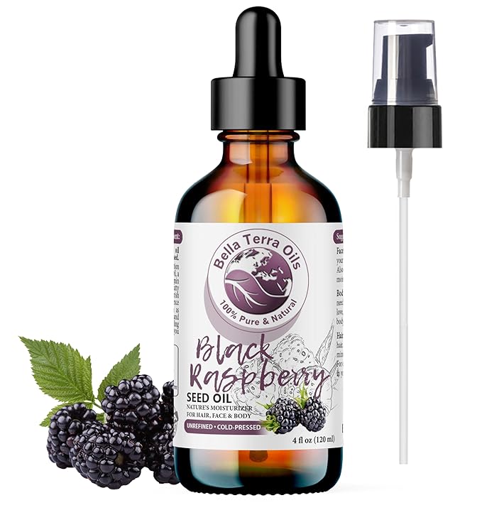 Bella Terra Oils - Black Raspberry Seed Oil 4oz - A Mélange of Antioxidants & Essential Fatty Acids, Offering the Skin the Finest of Nature's Nourishing Secrets