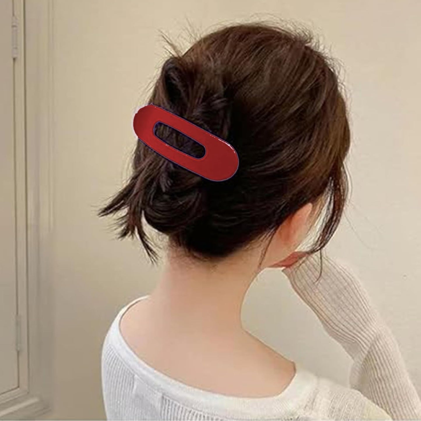 Red Glossy Hair Claw Clips, Light Lightweight Strong Hold Nonslip Claw Hair Clips for Thick Hair & Thin Hair & Curly Hair, 90's Vintage Jaw Clips for Women & Girls (Red Glossy)