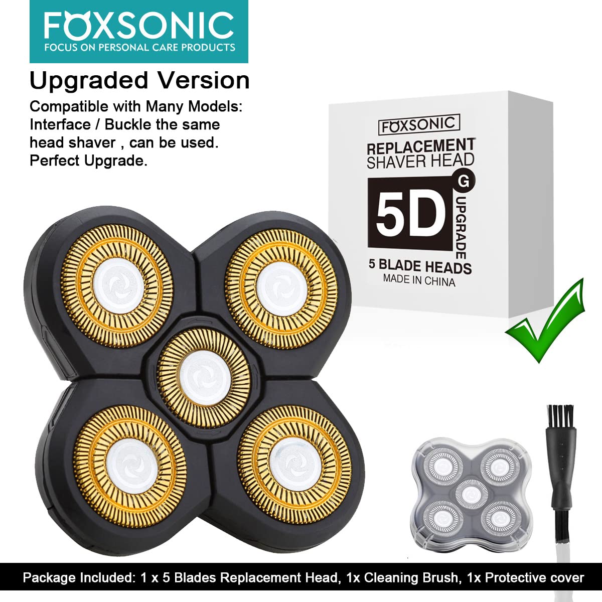 Upgraded 5-Blade Shaver Replacement Heads - Electric Razor Shaver Heads